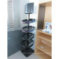 Grocery Store Function Drinks Promotional Freestanding Round Shaped 4-Tier Black Iron Display Stand